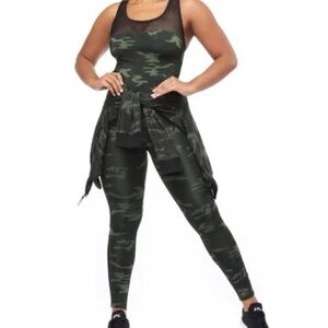 Good American The Curve Sculpt Jumpsuit In Camouflage Green New With Tags Sz 1